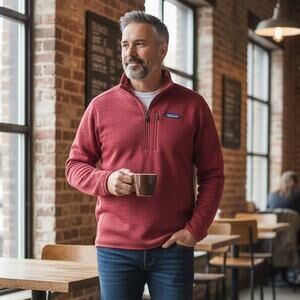 Patagonia Better Sweater Molten Red Fleece Pullover Jacket 3/4 Zip Men's Large